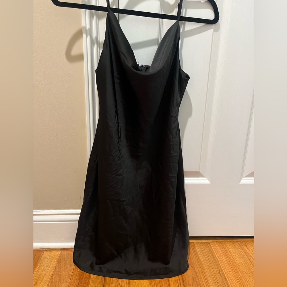 Urban Outfitters black mini dress silk.